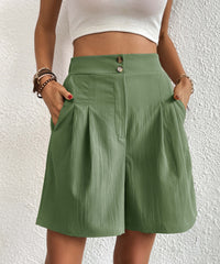 Eden Pocketed High Waist Shorts - Sage