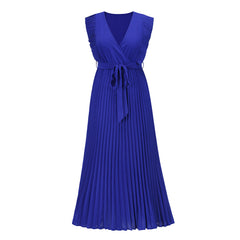 Elisha Plisse Ruffle Shoulder Midi Dress - Sapphire