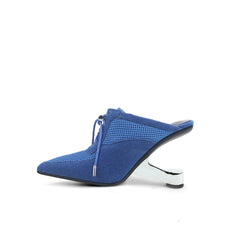 Jady Rose | Aras Leather Mesh Upper Mule Heels - Blue