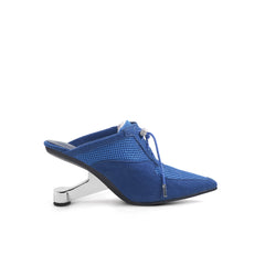 Jady Rose | Aras Leather Mesh Upper Mule Heels - Blue