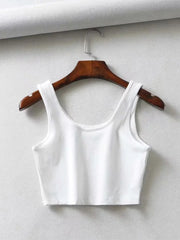 sexy women summer crop tops sleeveless short cotton u collar knitted bar