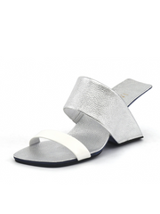 JADY ROSE | STRAP HEEL LEATHER SANDAL - SILVER