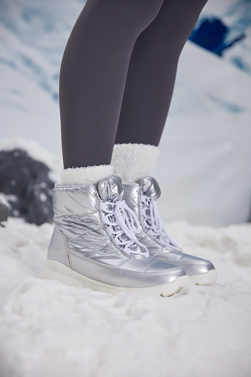 Frozen Princess | Stone Tyra Water-Repellent Snow Boot - Silver