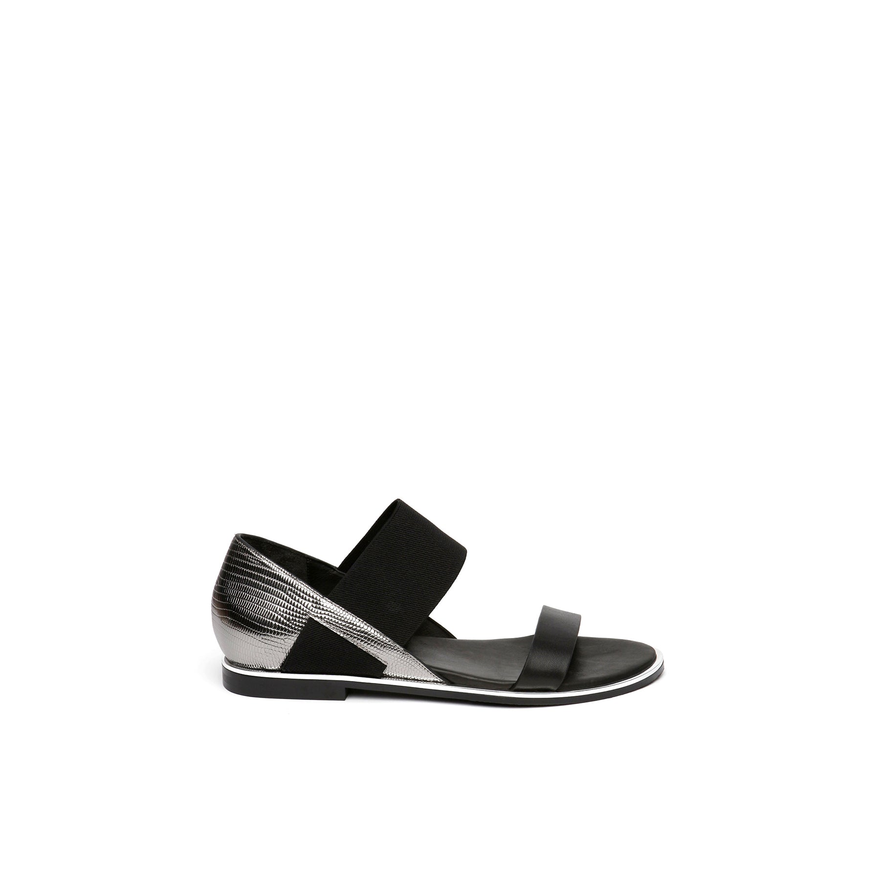 JADY ROSE | STRAP-DETAIL LEATHER SANDAL - SILVER