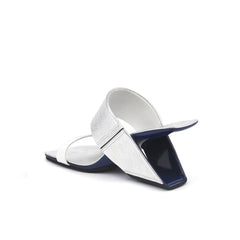 JADY ROSE | STRAP HEEL LEATHER SANDAL - SILVER