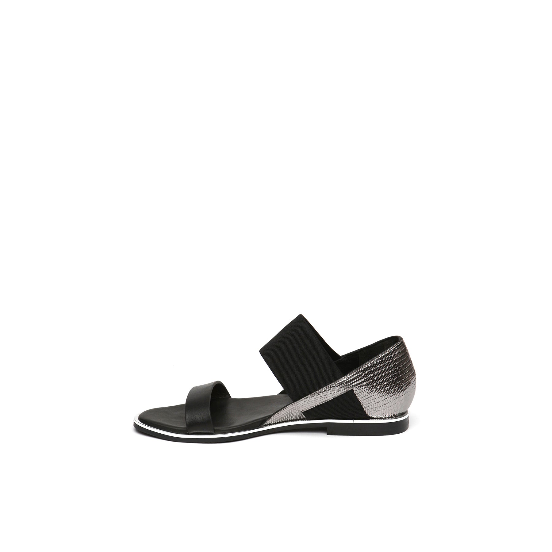 JADY ROSE | STRAP-DETAIL LEATHER SANDAL - SILVER