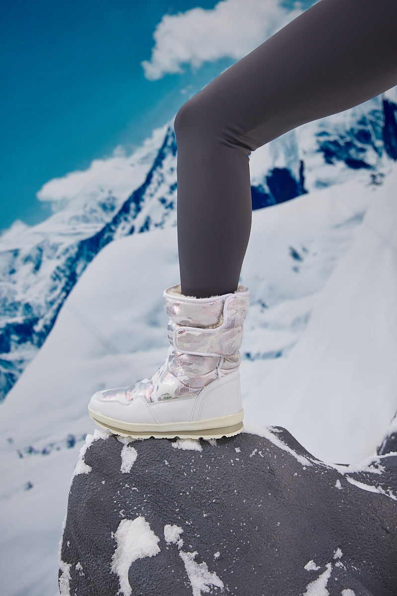 Frozen Princess | Alaska Camo Princess Water-Repellent Snow Boot - Silver