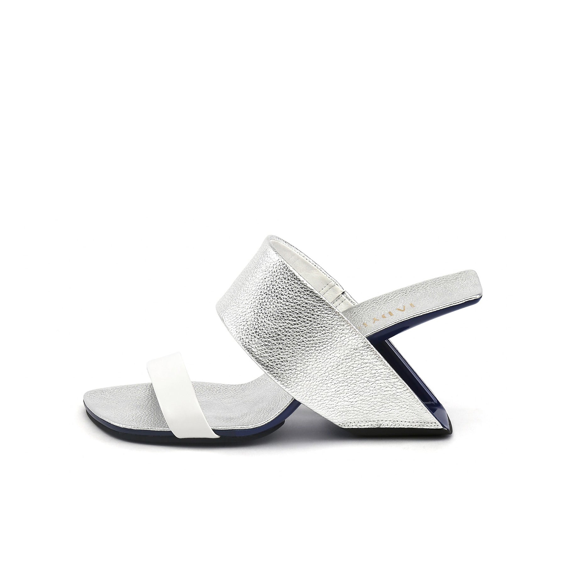 JADY ROSE | STRAP HEEL LEATHER SANDAL - SILVER