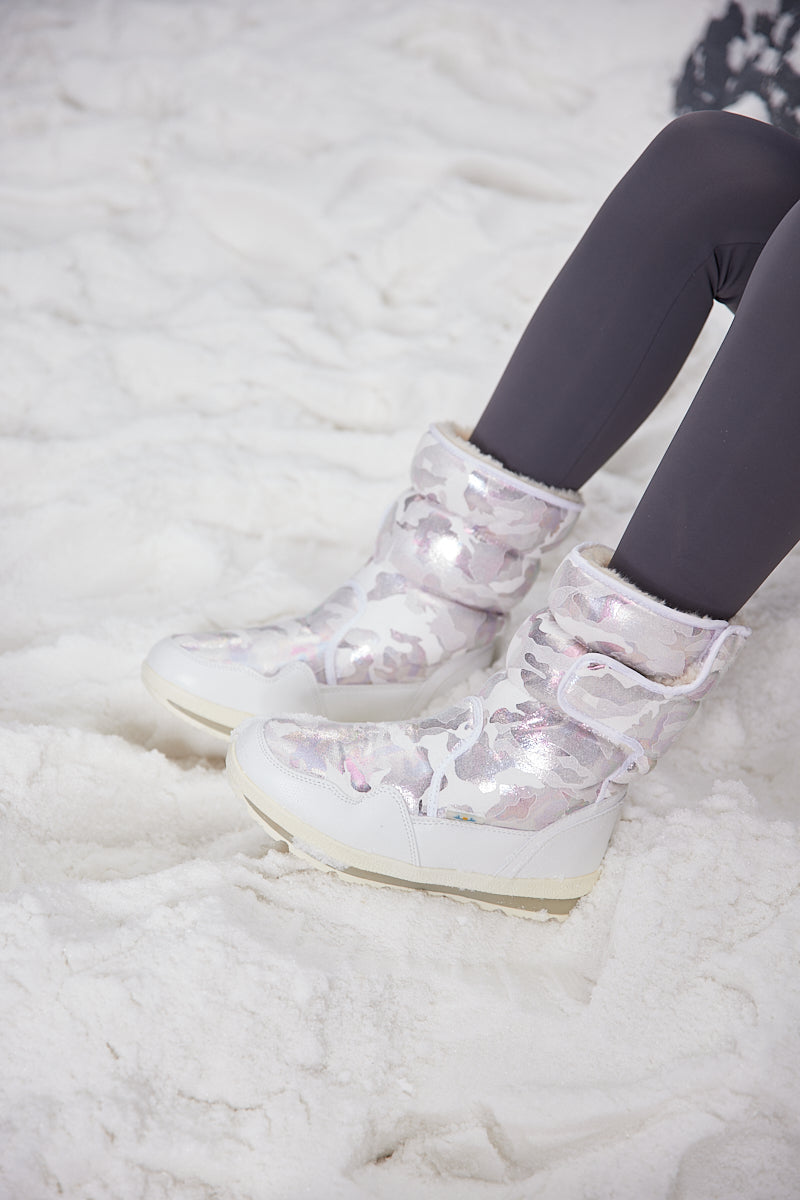 Frozen Princess | Alaska Camo Princess Water-Repellent Snow Boot - Silver