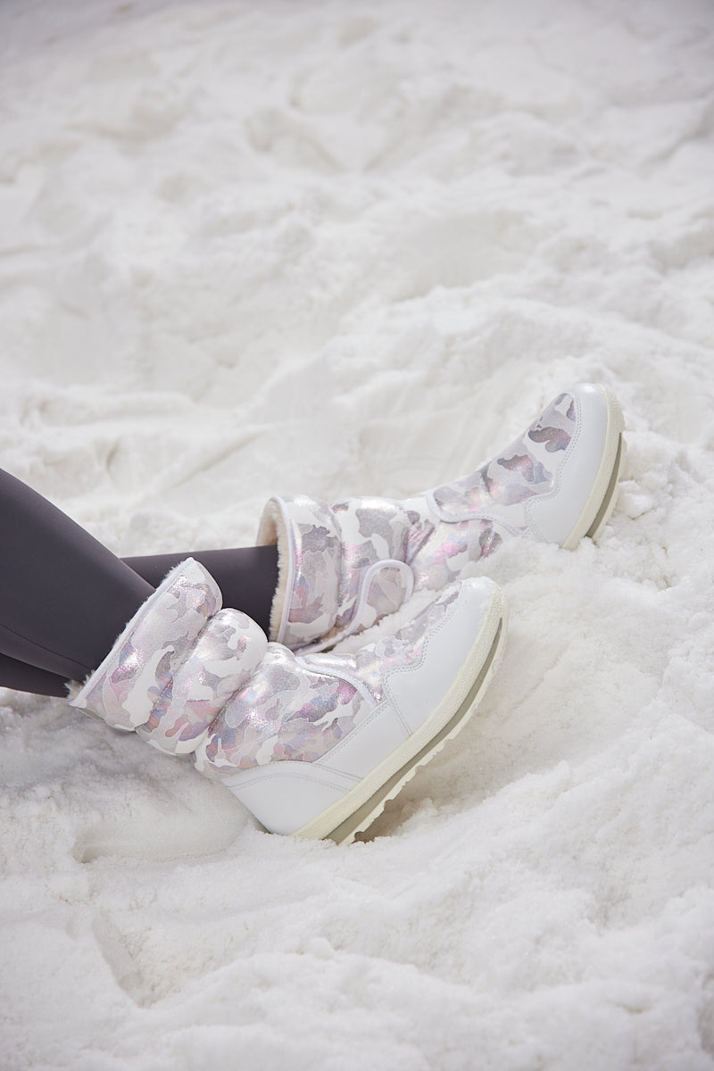 Frozen Princess | Alaska Camo Princess Water-Repellent Snow Boot - Silver