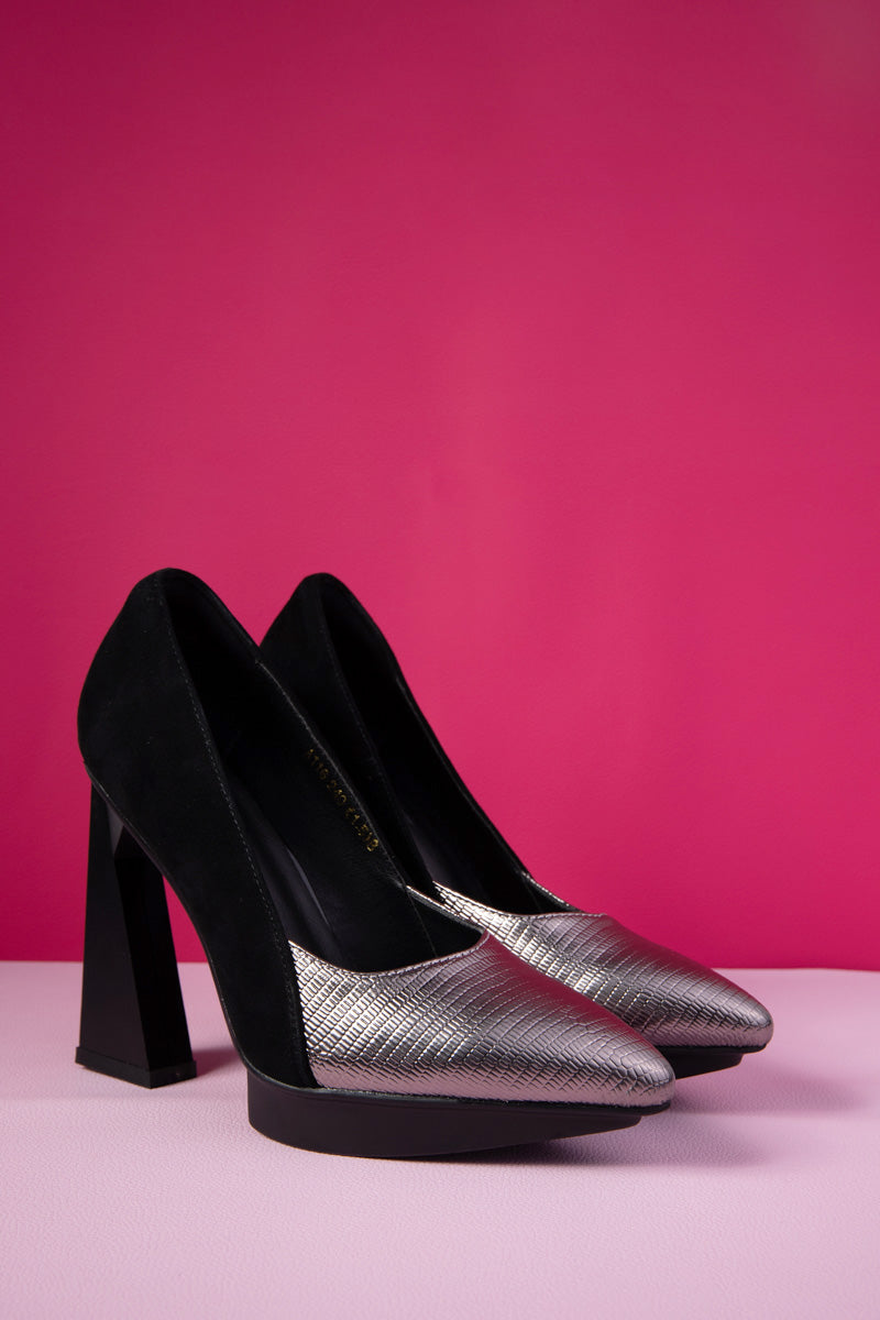 Jady Rose | Copeland Leather Heel Pump - Silver