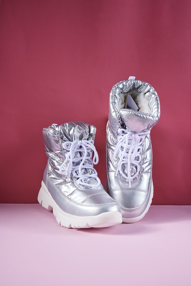 Frozen Princess | Stone Tyra Water-Repellent Snow Boot - Silver