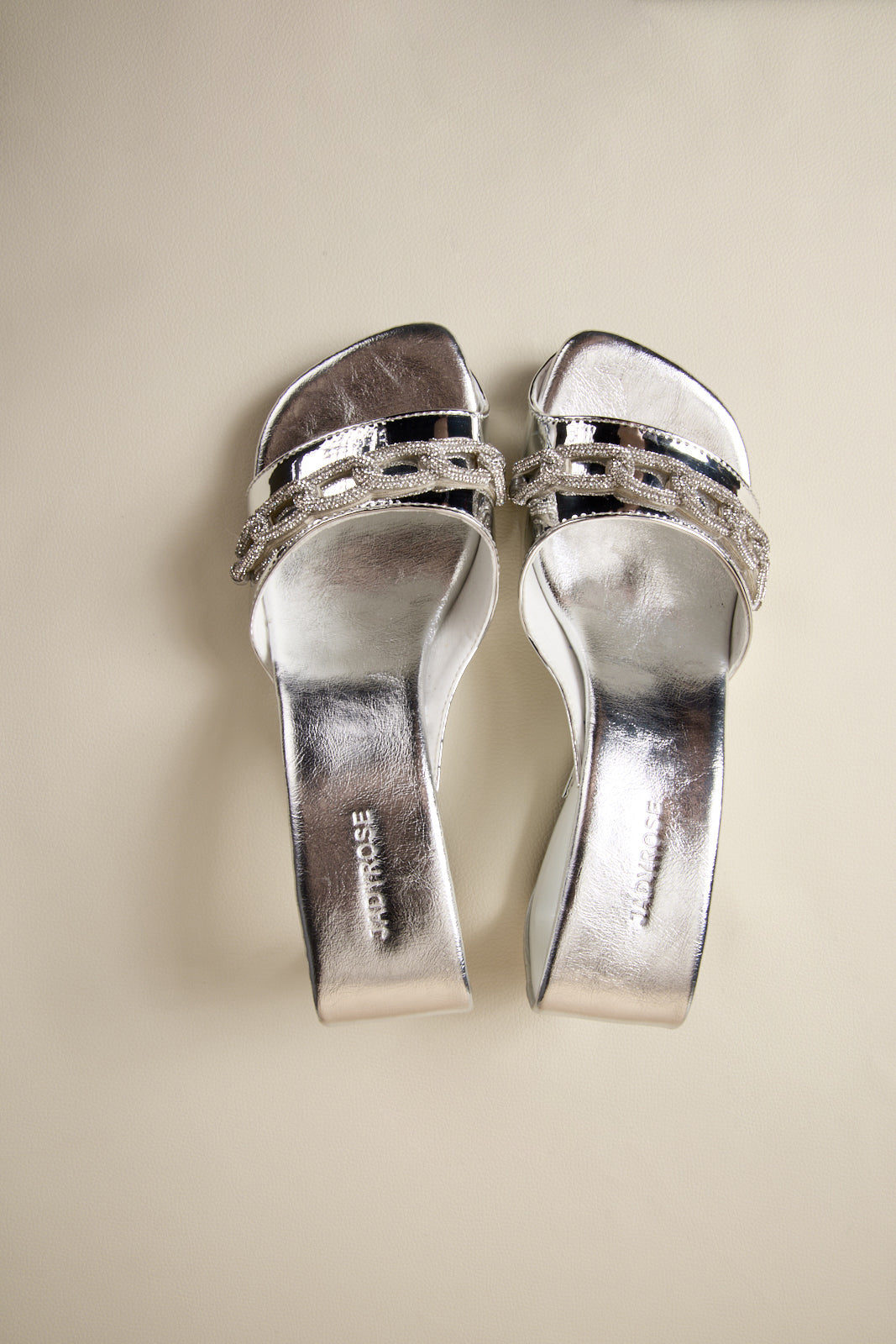 Jady Rose | Summer Somewhere Embellished Heel Slides - Silver