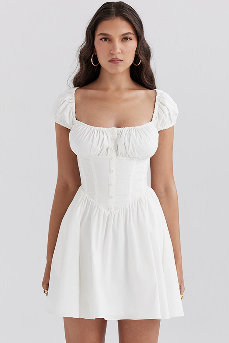 Sweet Scoop Neck Cap Sleeve Fit & Flare Corset Party Mini Dress