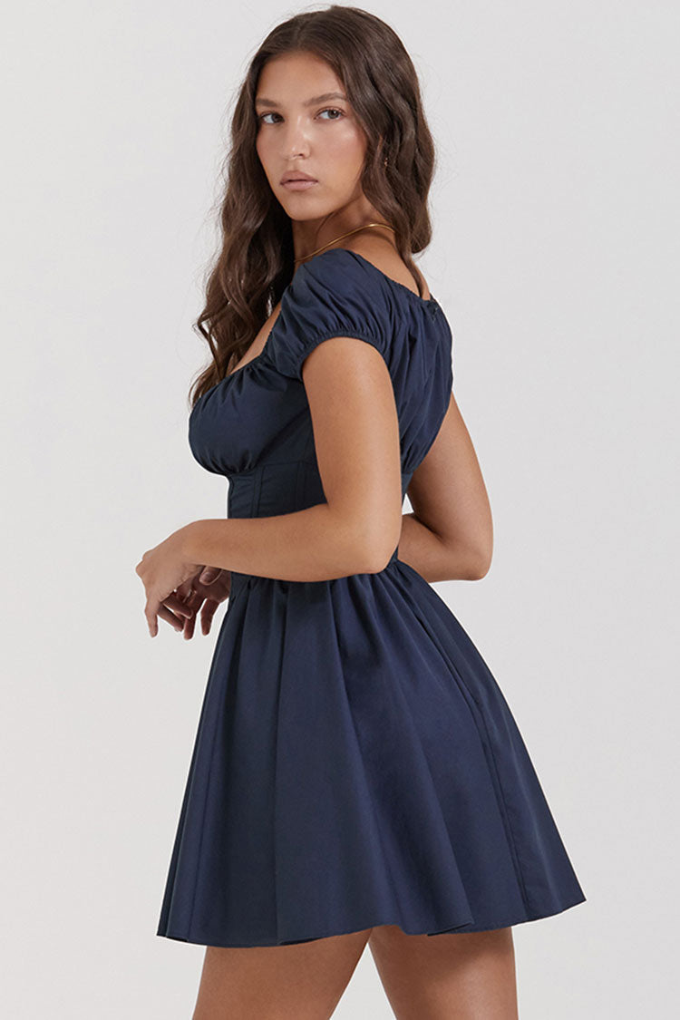 Sweet Scoop Neck Cap Sleeve Fit & Flare Corset Party Mini Dress