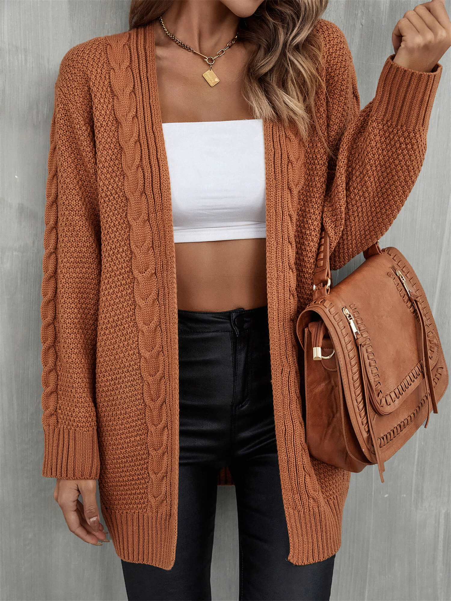 Ludlow Cable Knit Duster Cardigan - Tan