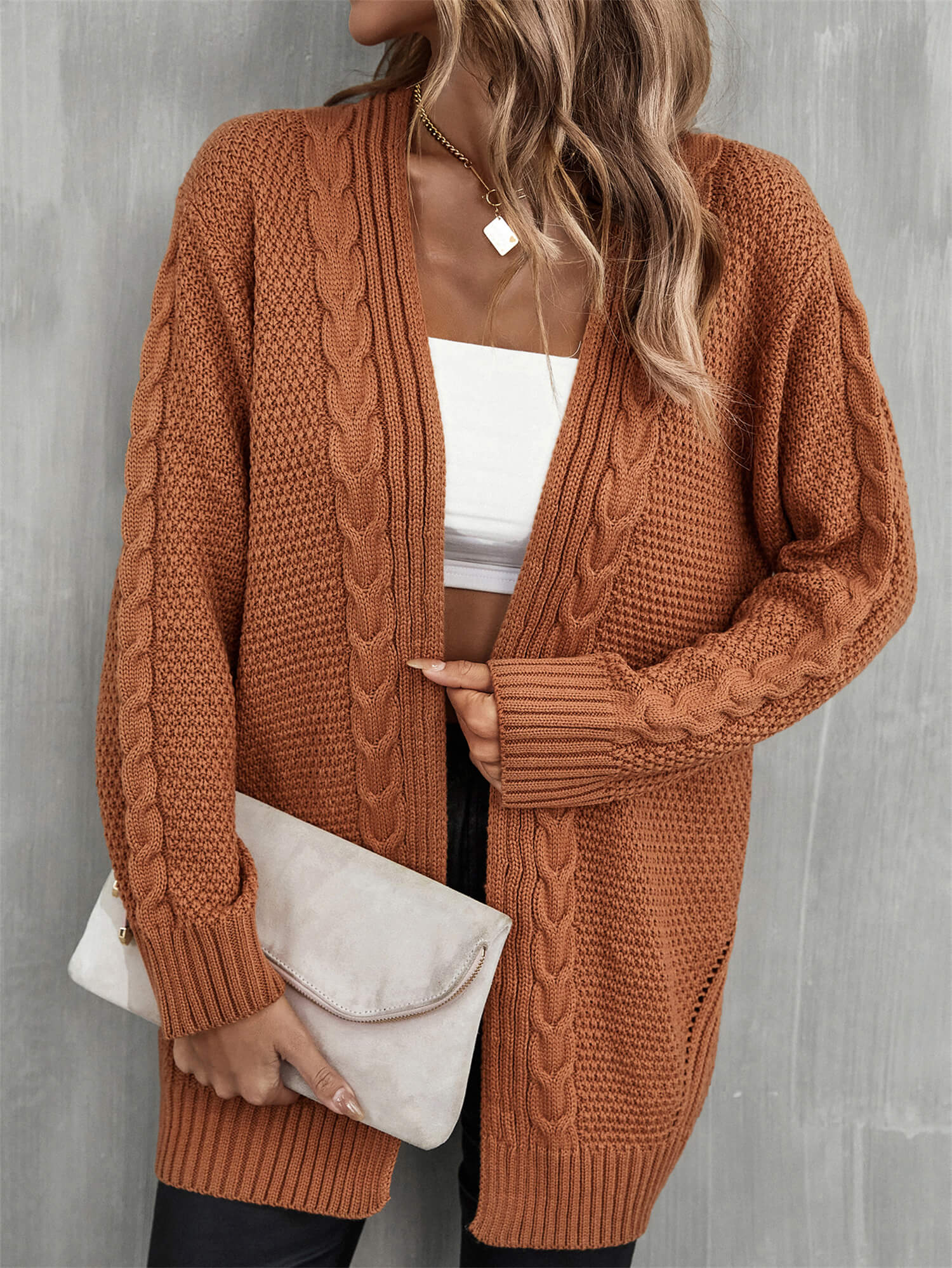 Ludlow Cable Knit Duster Cardigan - Tan