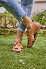 Rumour Has It | Daybreaker Leather Woven Sandal - Tan