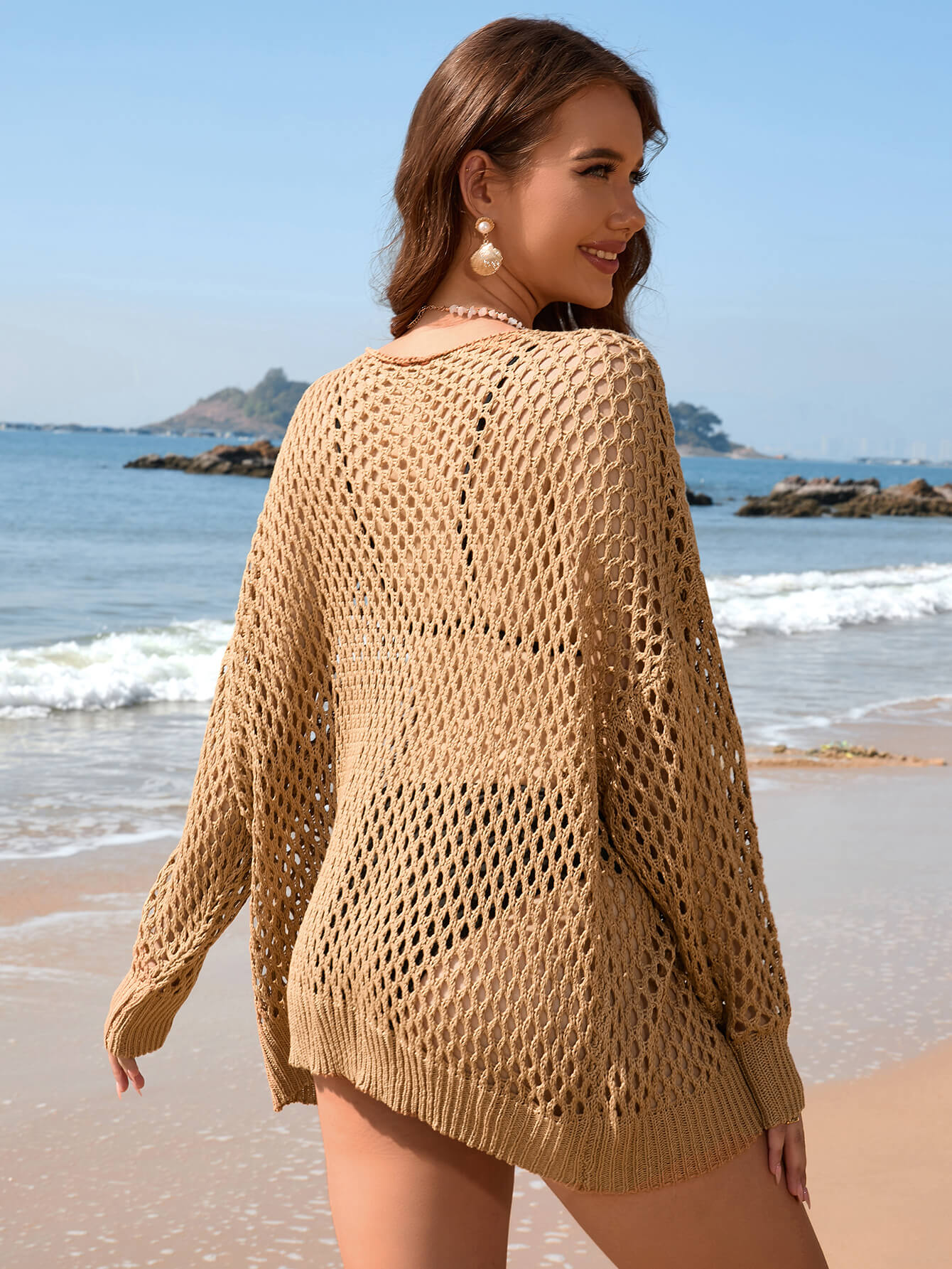 Balvin Crochet Long Sleeve Cover Up Sweater