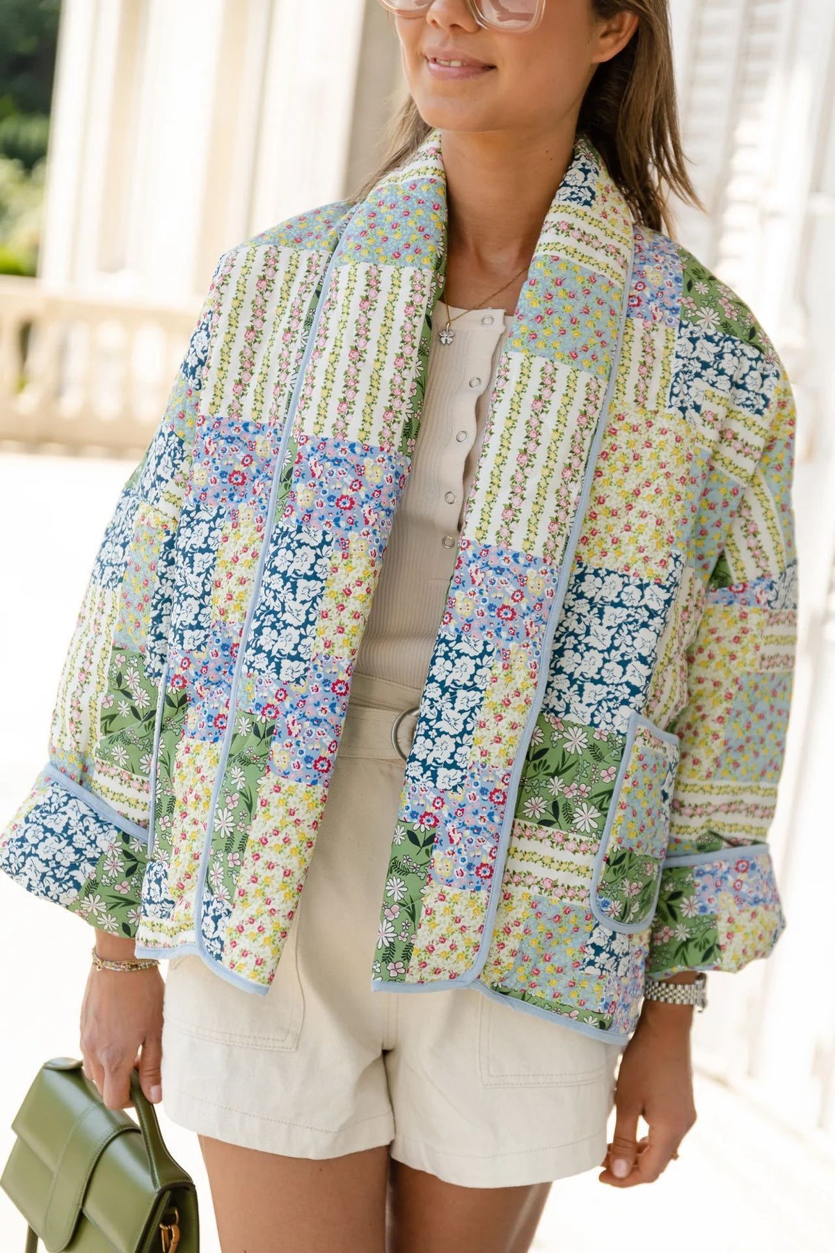 Teagan Patchwork Floral Print Quilted Puffer Jacket