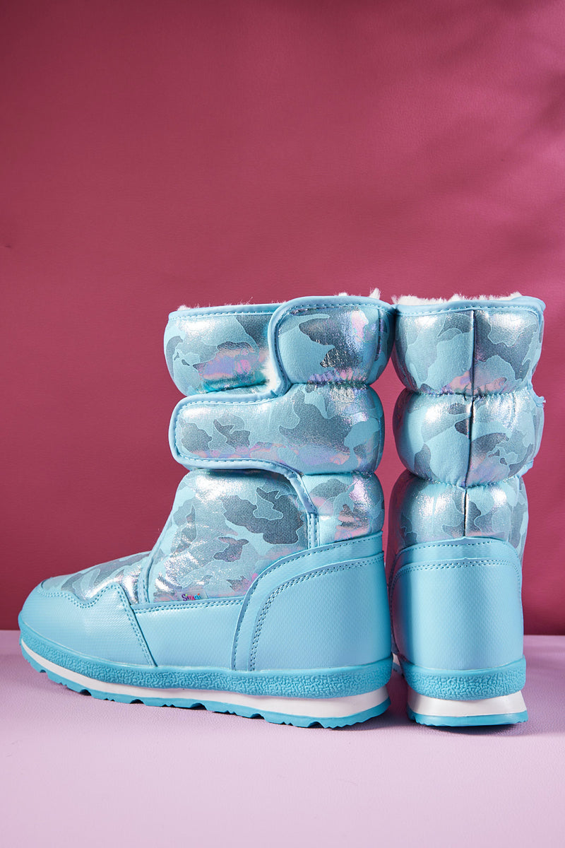 Frozen Princess | Alaska Camo Princess Water-Repellent Snow Boot - Turquoise