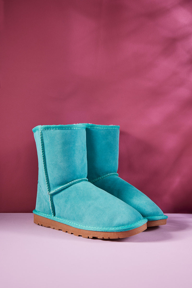 Smaibulun Ugg | Lovett Wool Blend Suede Shearling Boots - Turquoise