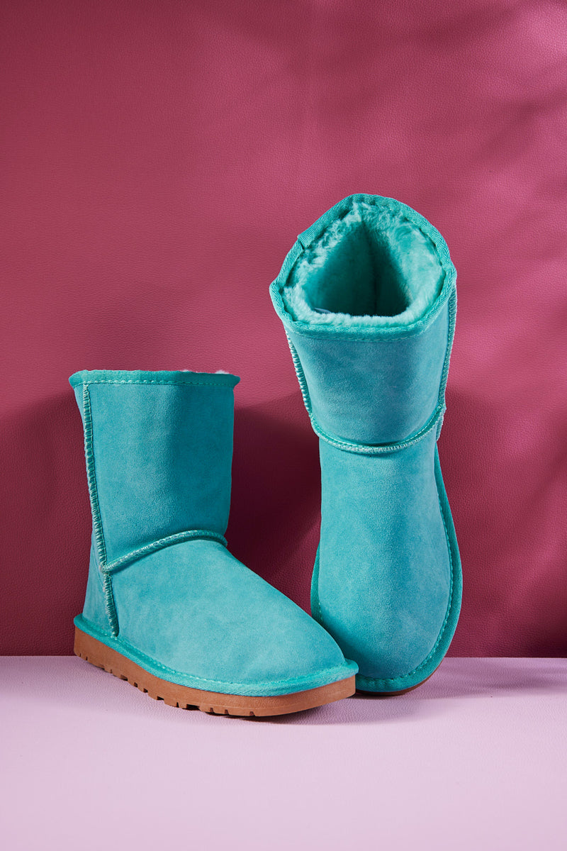 Smaibulun Ugg | Lovett Wool Blend Suede Shearling Boots - Turquoise