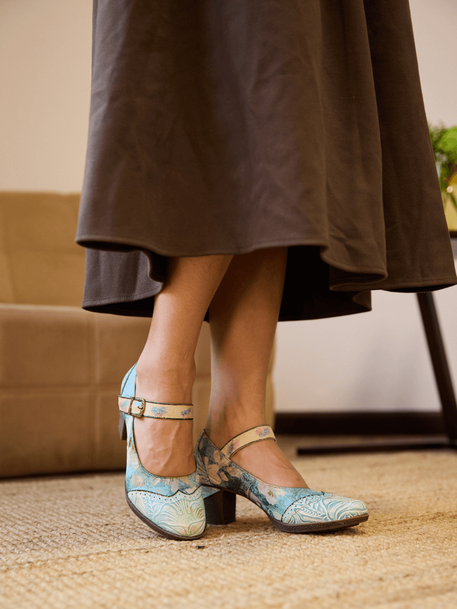 Soffia | Coastal Blue Leather Pump