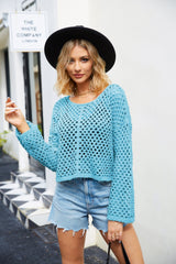 Lenora Long Sleeve Pullover Top - Turquoise