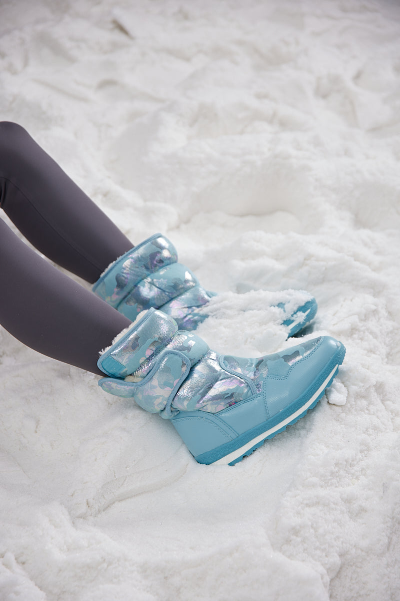 Frozen Princess | Alaska Camo Princess Water-Repellent Snow Boot - Turquoise