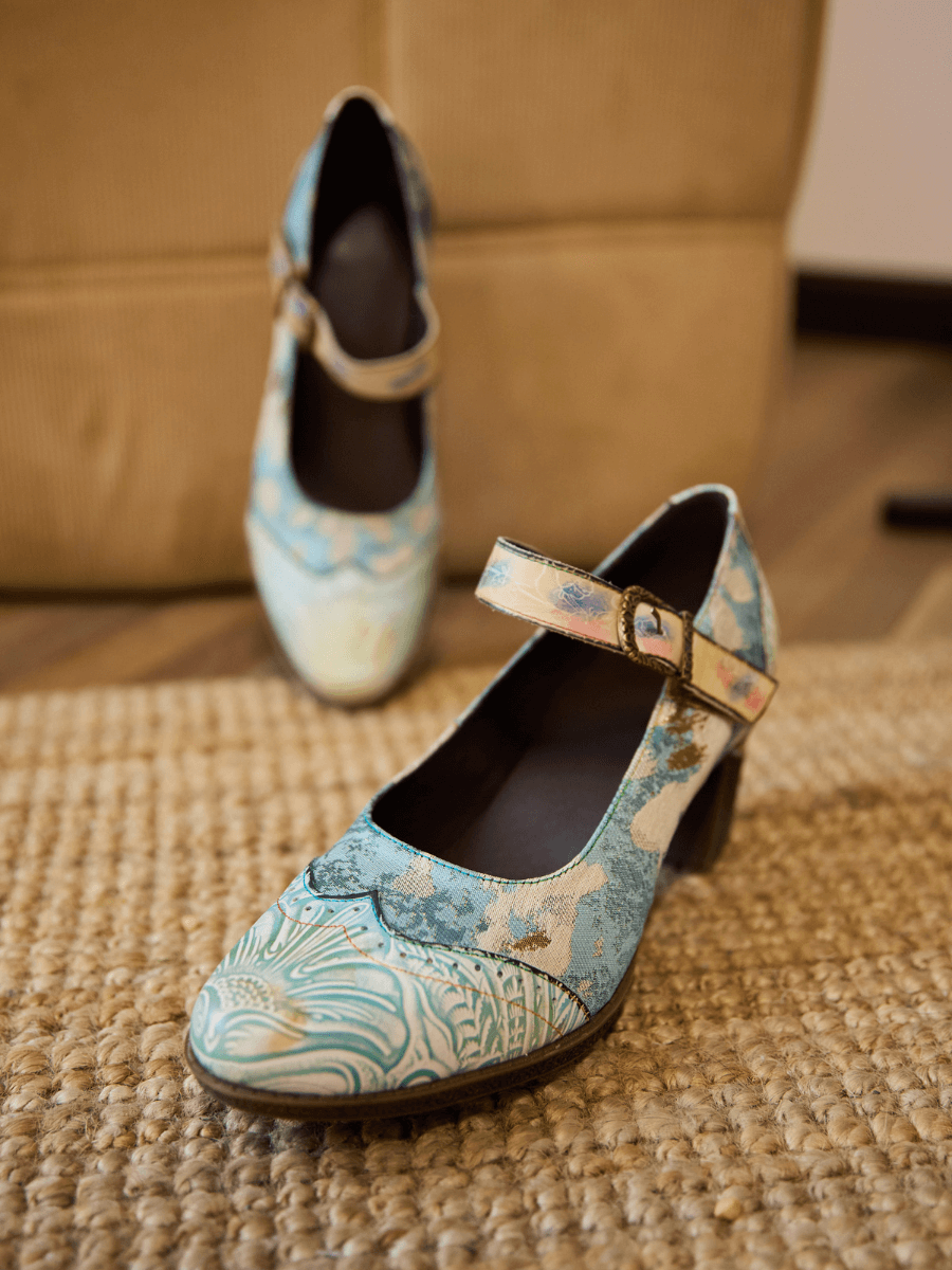 Soffia | Coastal Blue Leather Pump