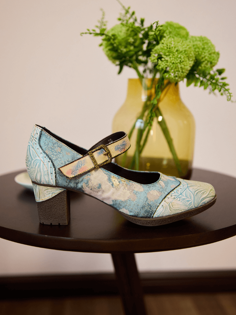 Soffia | Coastal Blue Leather Pump