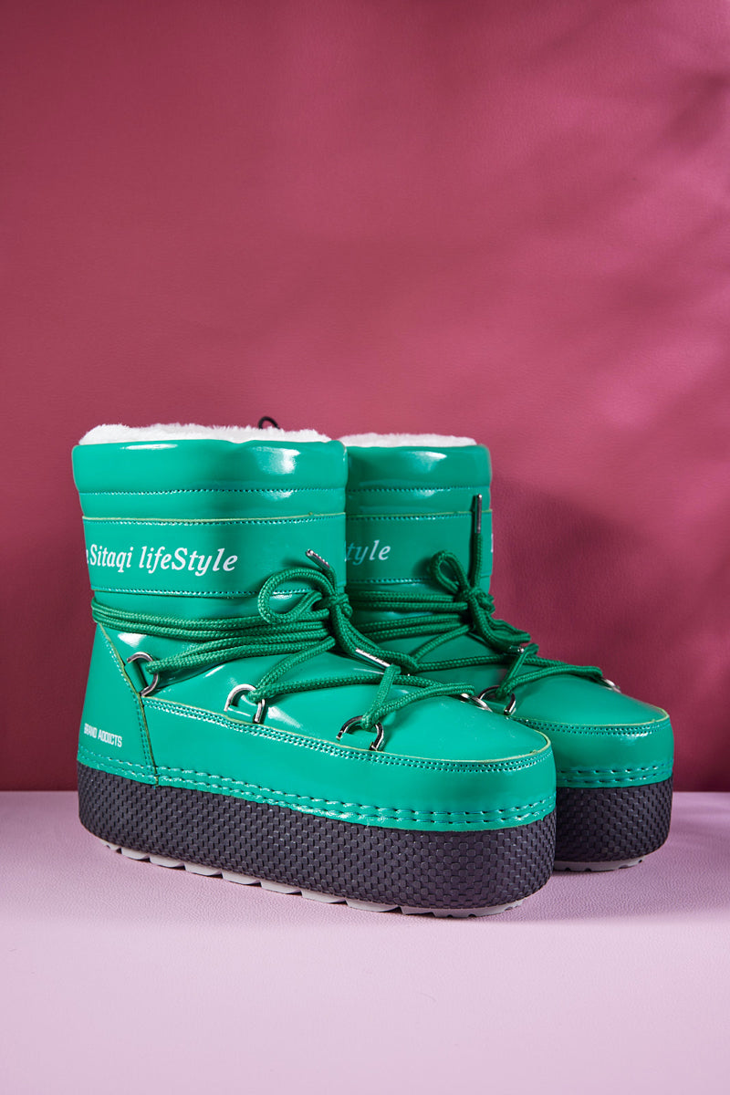 Frozen Princess | Moon Walker Water-Repellent Snow Boot - Turquoise