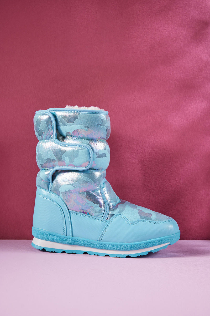 Frozen Princess | Alaska Camo Princess Water-Repellent Snow Boot - Turquoise