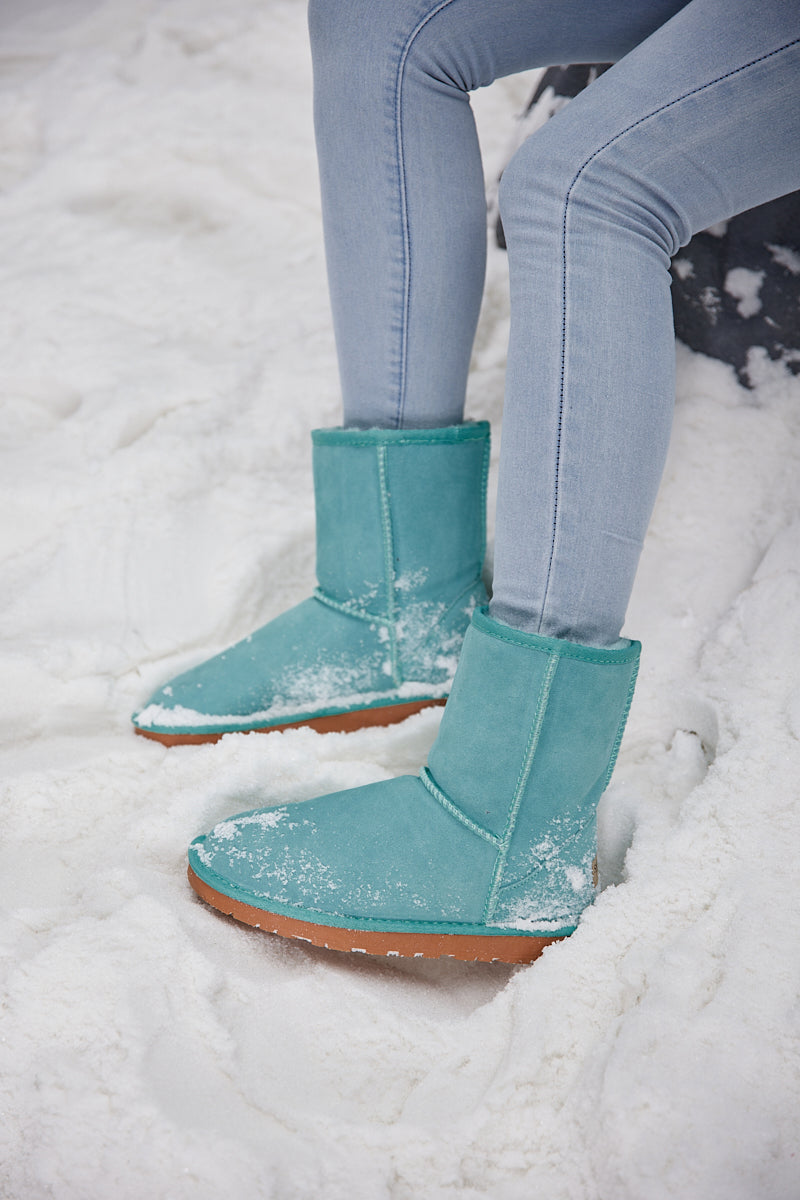 Smaibulun Ugg | Lovett Wool Blend Suede Shearling Boots - Turquoise