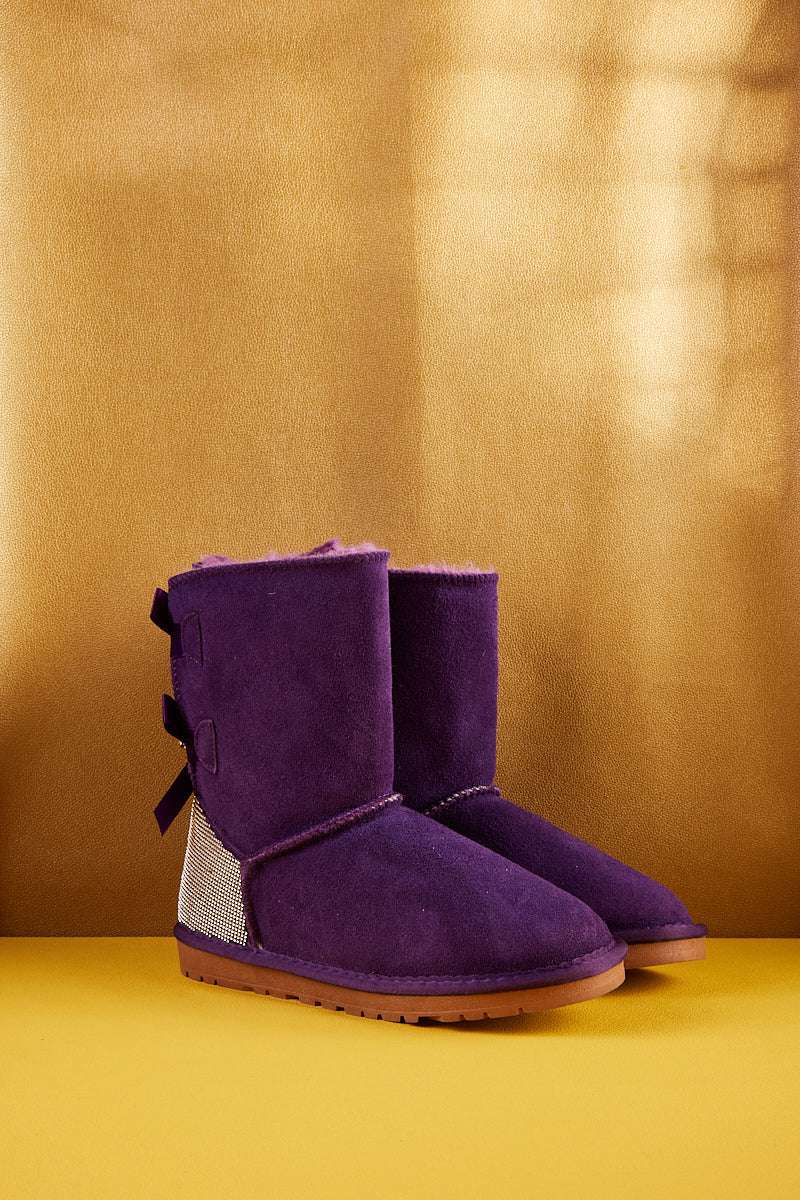 SMAIBULUN Ugg | Rhinestone Dual Bailey Bow Glam Ugg Boots - Violet