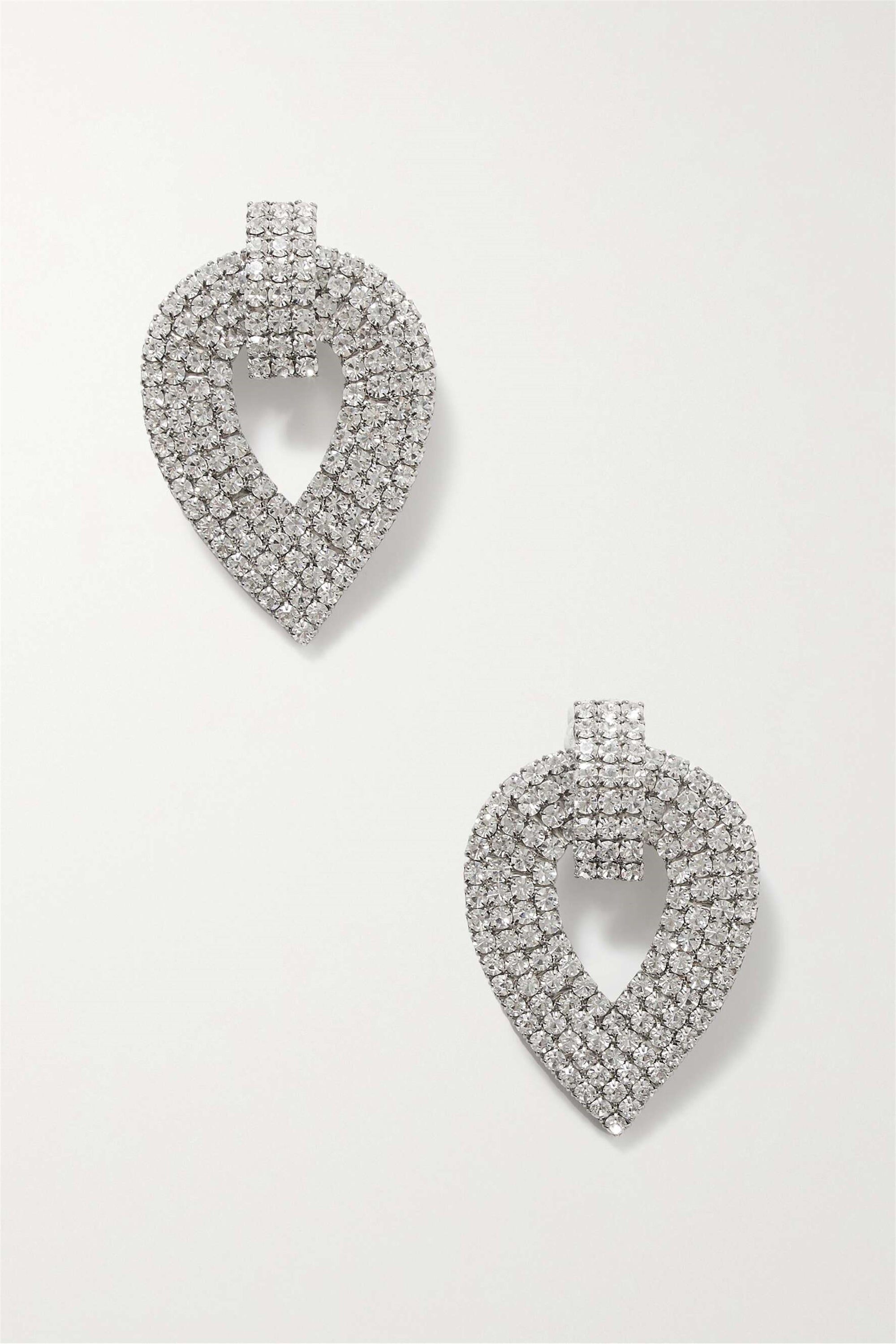 Hollow Crystal Heart Earrings