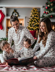 White Little Christmas Tree Fmalily Matching Pajamas Sets (With Pet Dog's Pj's)