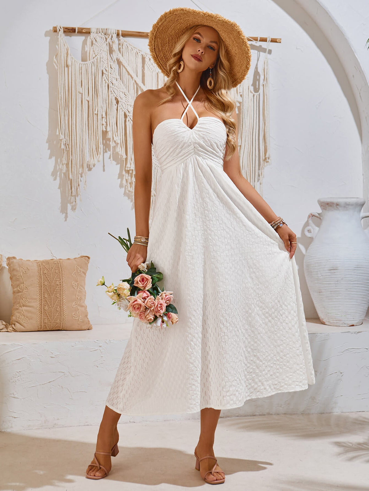 Reservation For Two Halter Maxi Dress - White