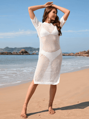 Beachcomber Crochet Coverup Knit Midi Dress - White