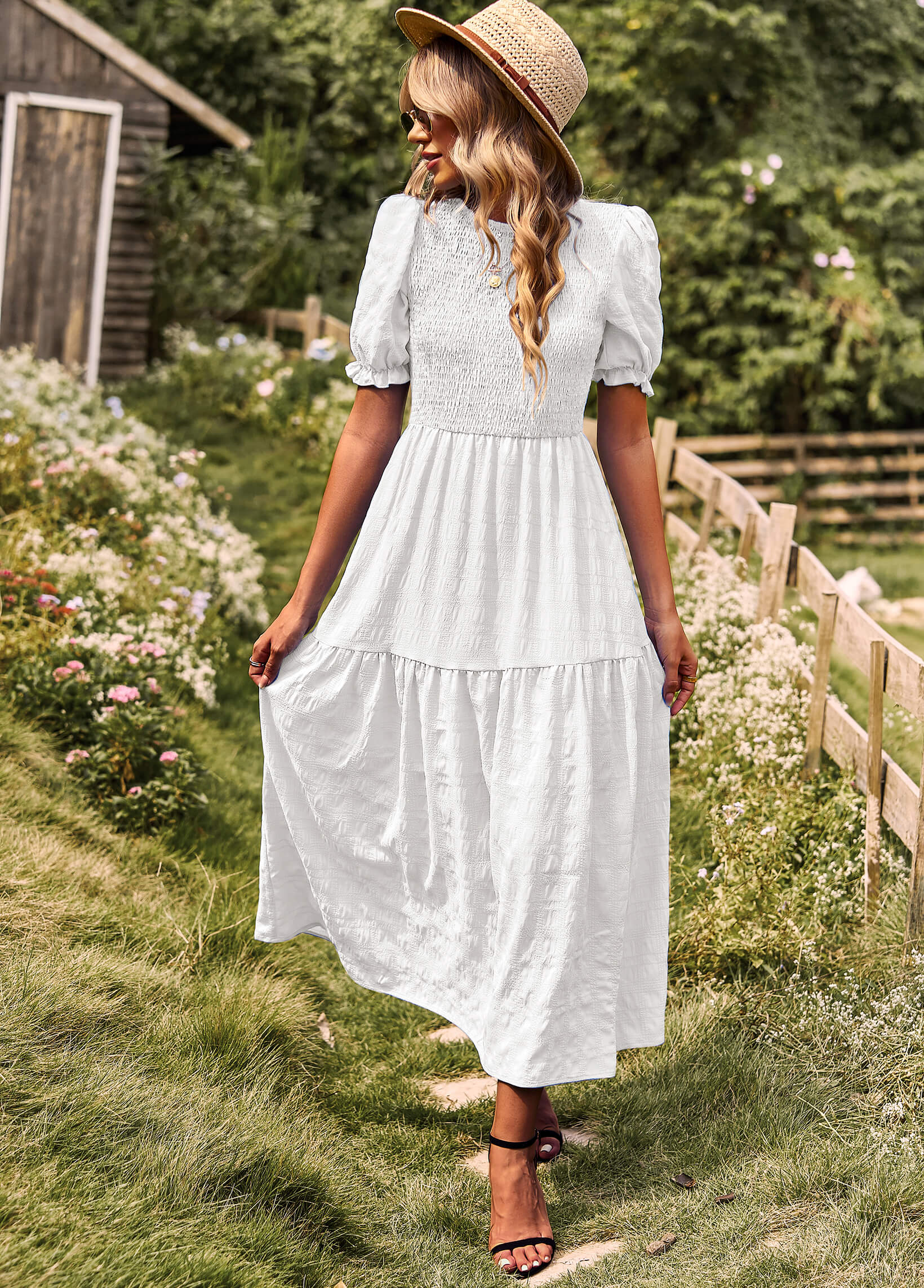 Riviera Romance Smock Tiered Maxi Dress