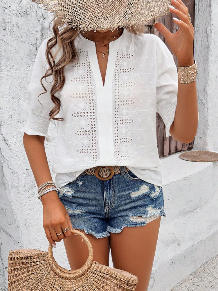 Nala Sheer Short Sleeve Blouse