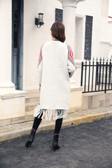 Nemah Fringe Hem Long Cardigan - White