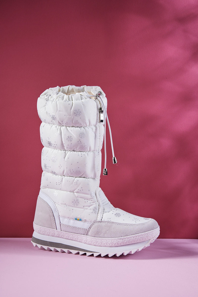 Frozen Princess | Snowing Kicker Water-Repellent Snow Boot - White