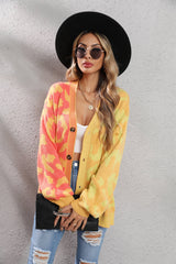 Janelle Leopard Button Up Knit Cardigan - Yellow