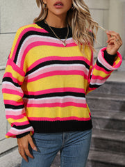 Maddie Striped Pullover Sweater - Yellow