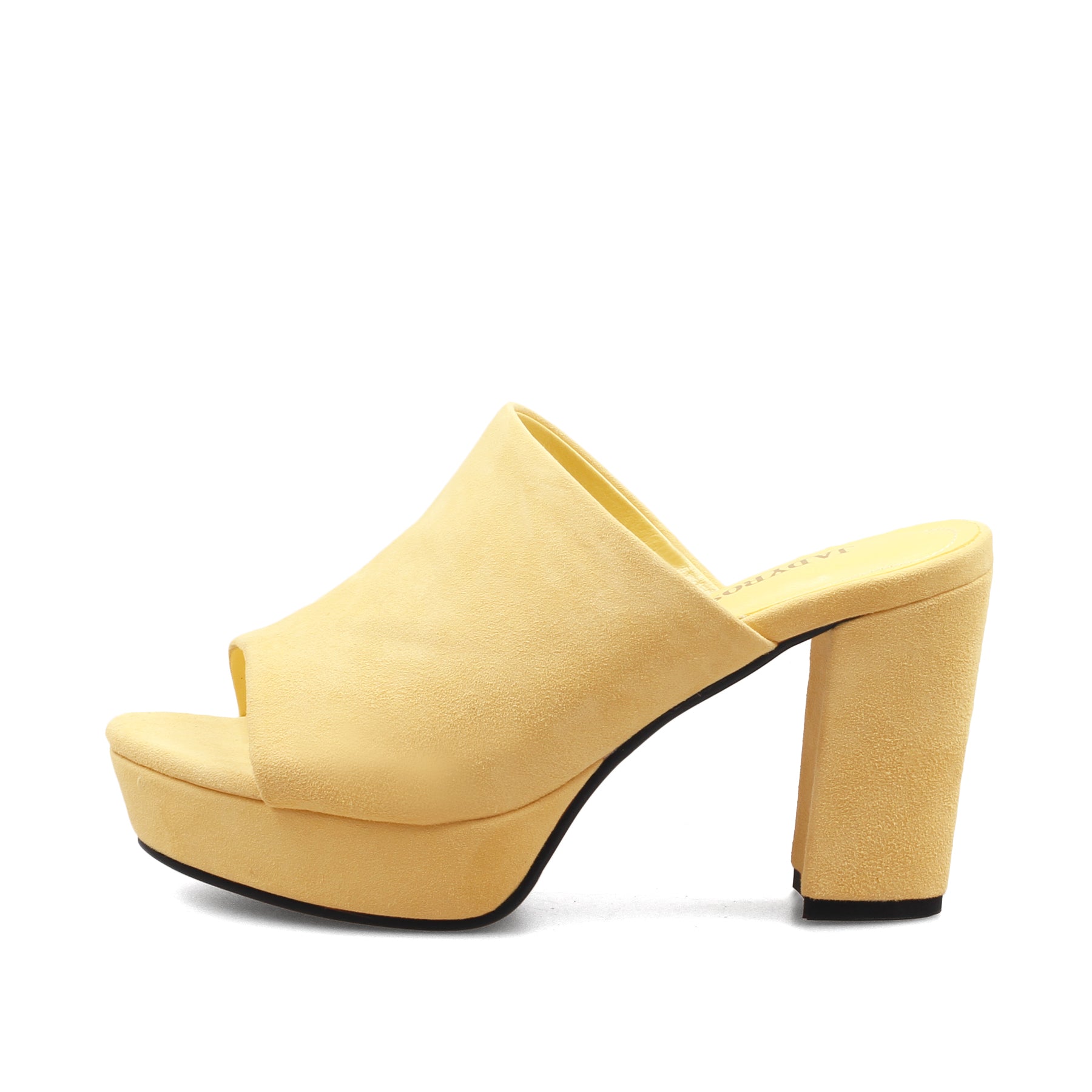 JADY ROSE | PEEP TOE LEATHER PLATFORM MULE - YELLOW