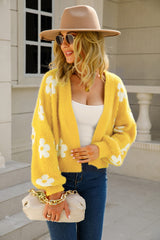 Field Of Daisies Knit Cardigan - Yellow