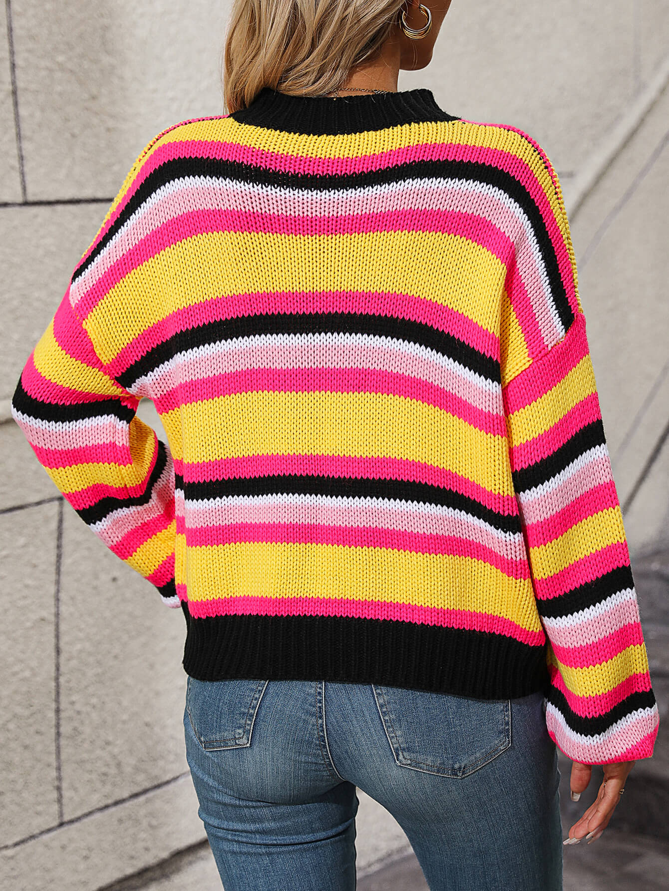 Maddie Striped Pullover Sweater - Yellow