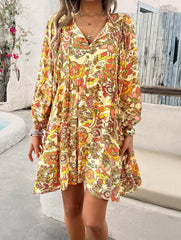 Athena Floral Boho Mini Dress - Yellow